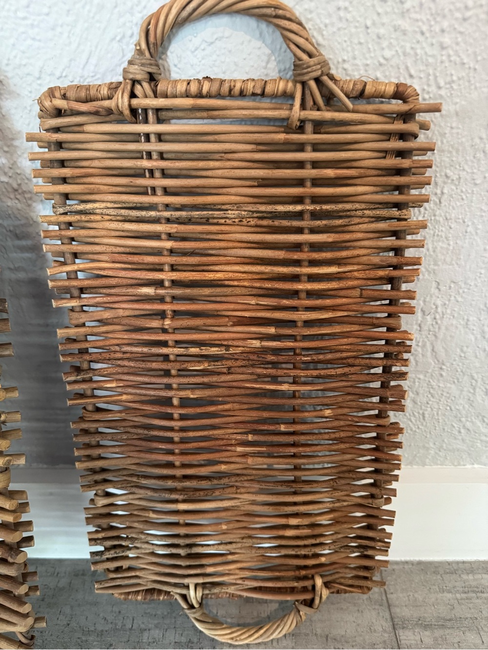 Handmade Woven Rattan Serving Trays with handles-Natural Brown